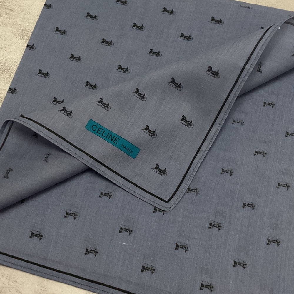 Celine Blue and Black Patterned Pocket Square - Picture 5 of 5